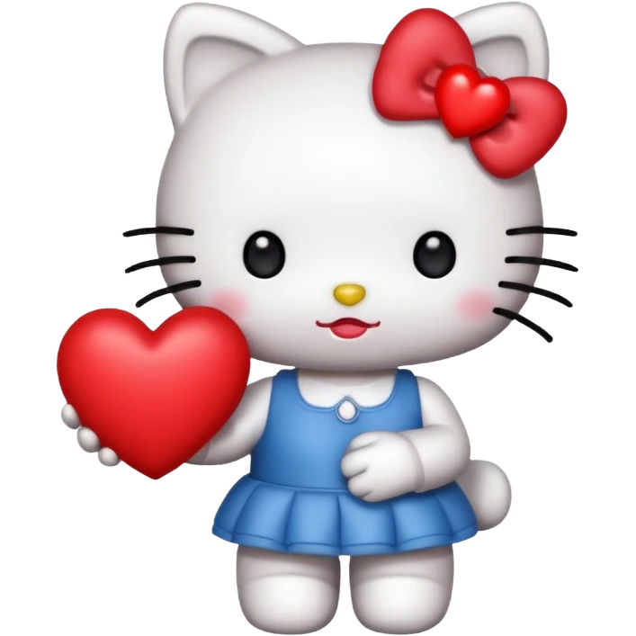 hello kitty holding a red heart emoji