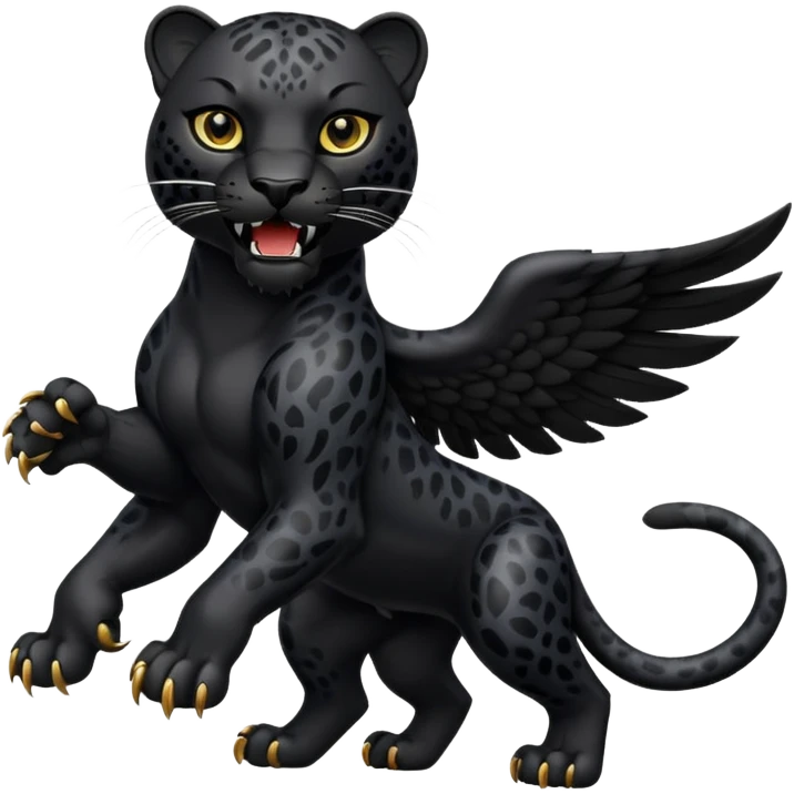 winged black leopard roaring emoji