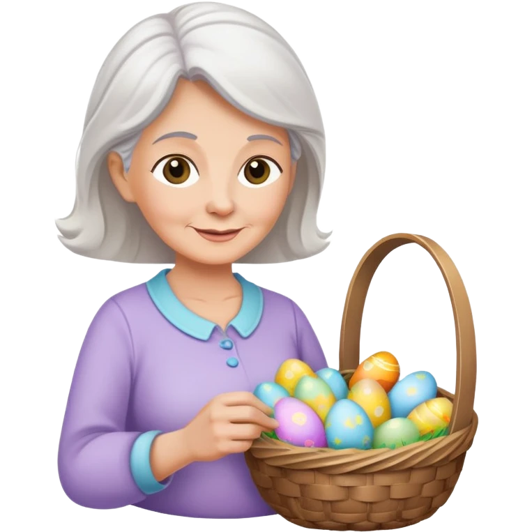 50 year old woman making Easter baskets for her grandbaby emoji