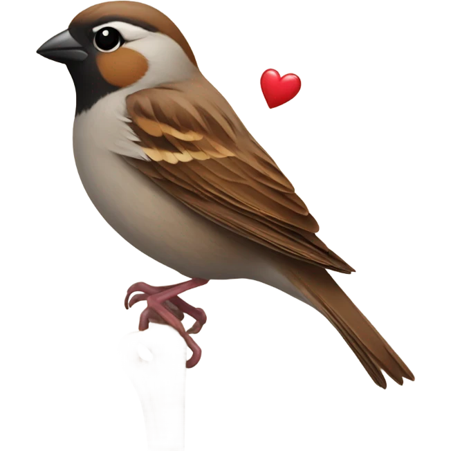 Sparrow holding a heart emoji
