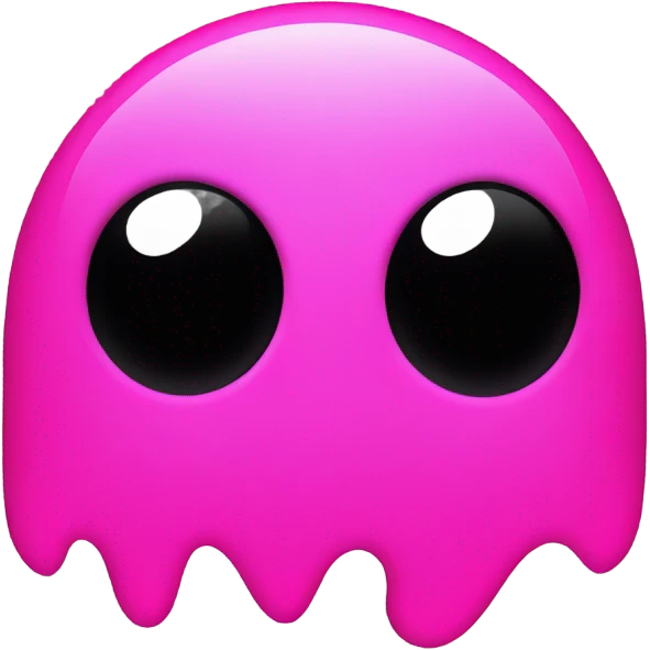 Neon pink Pac-Man ghost emoji