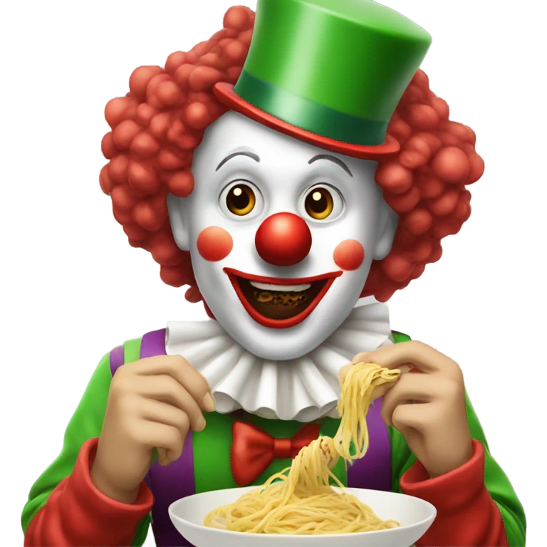 Christmas clown eating pasta emoji