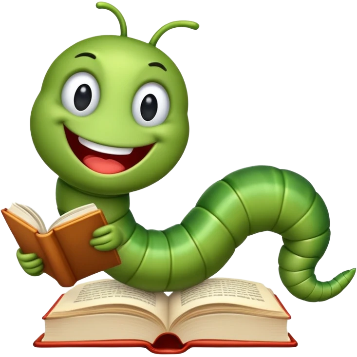 Excited bookworm worm emoji