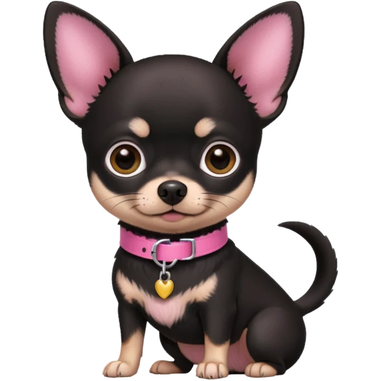 Black chihuahua with pink collar  emoji