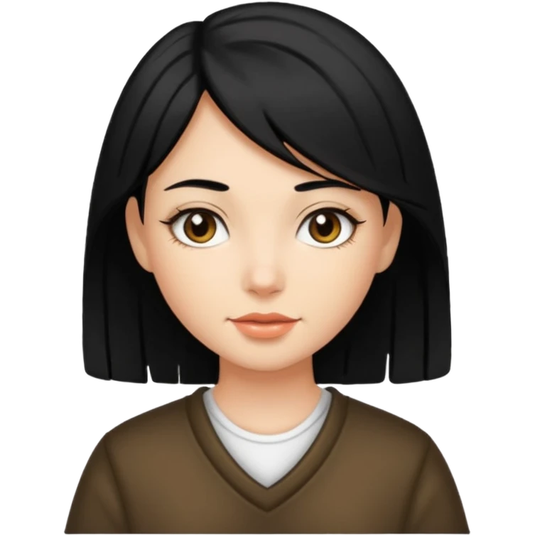 a girl with black hair and Carmel highlights  emoji