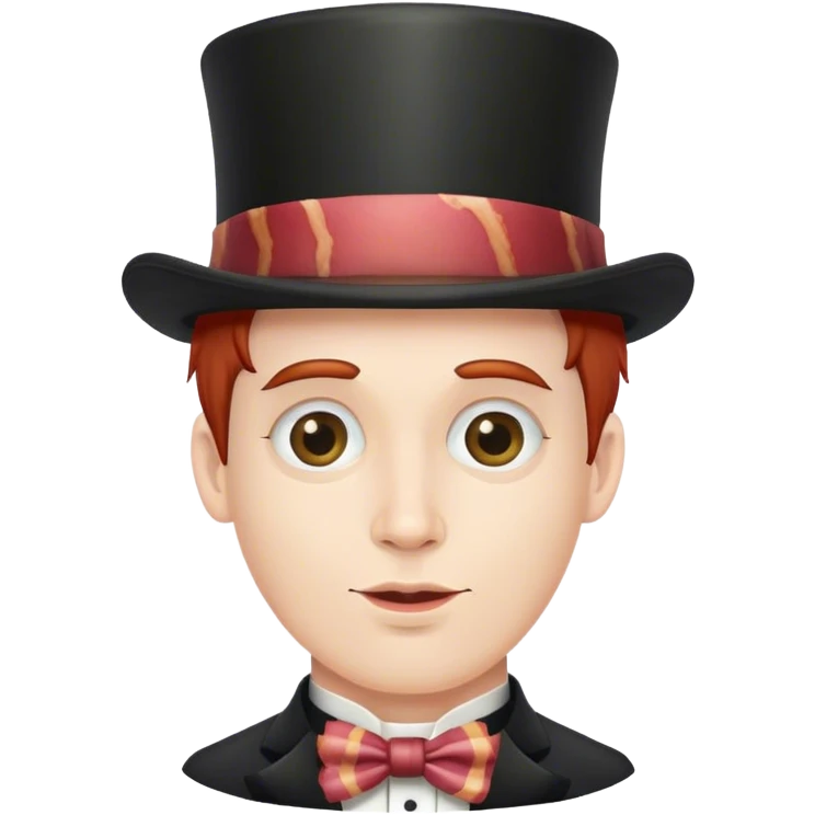 guy with bacon hair and top hat,  skin with fully white emoji