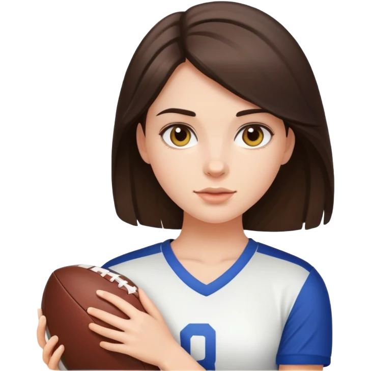 brunette girl with football emoji