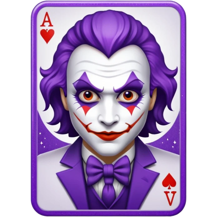 Glitter Purple and White Joker Gangster Card emoji