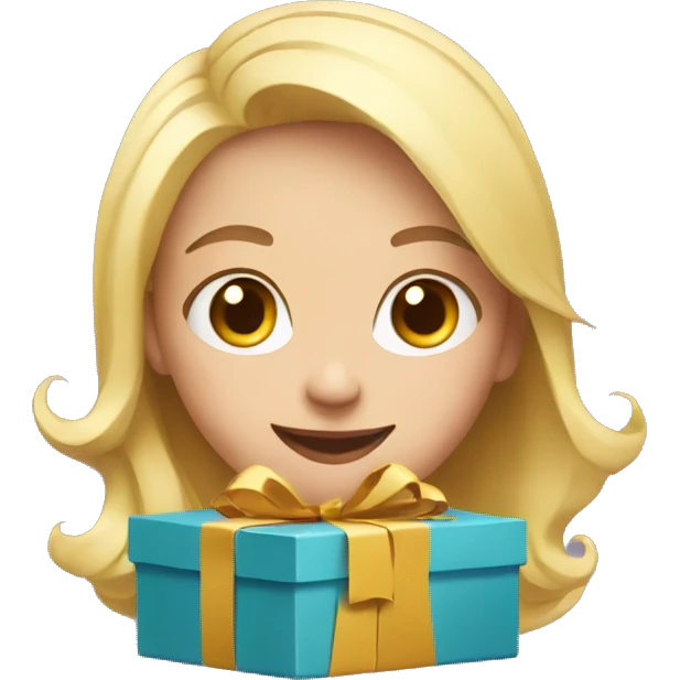 happy blonde girl with a lot of gifts emoji