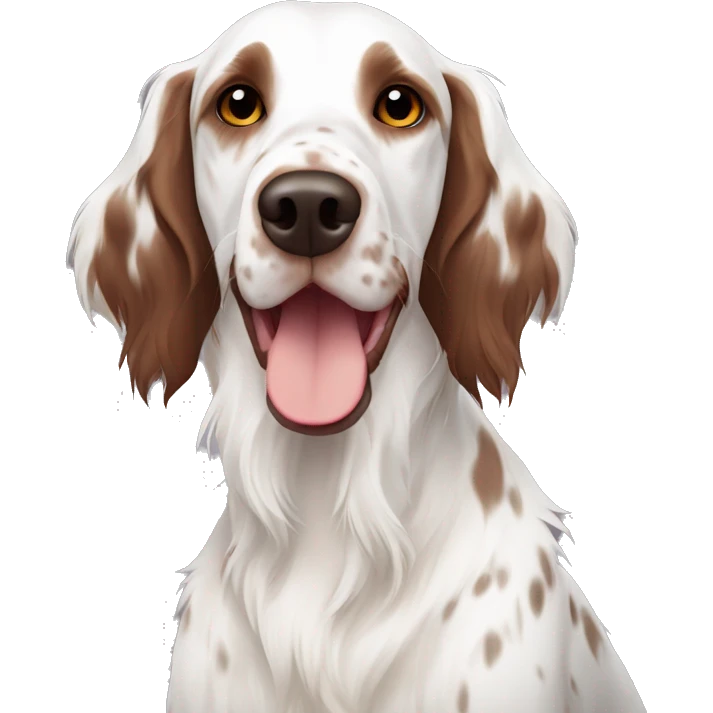 White and brown english setter with uni Brown ears  emoji