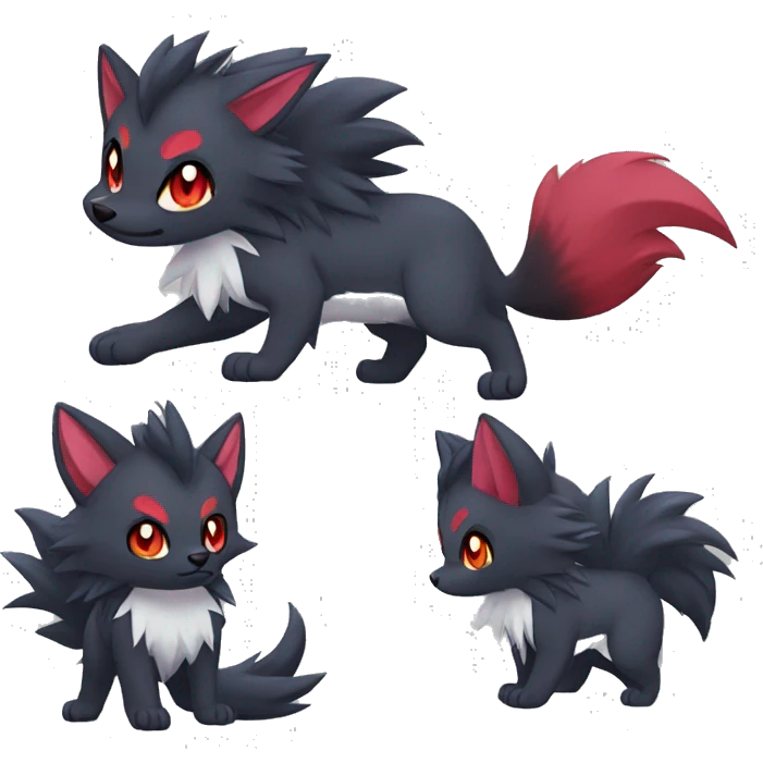 Kawaii Zorua-Zoroark-Mightyena emoji