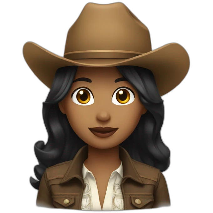 cowgirl straight black hair emoji