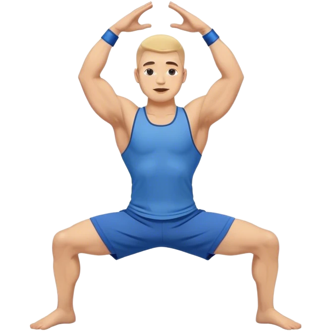 buff man with blue short Crescent Lunge yoga emoji