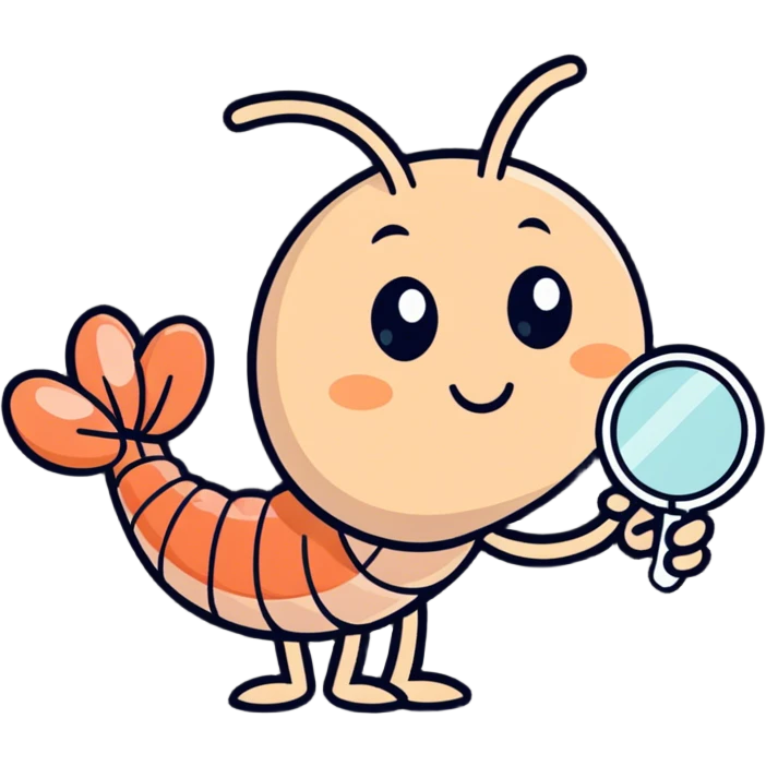 shrimp with magnifying glass emoji