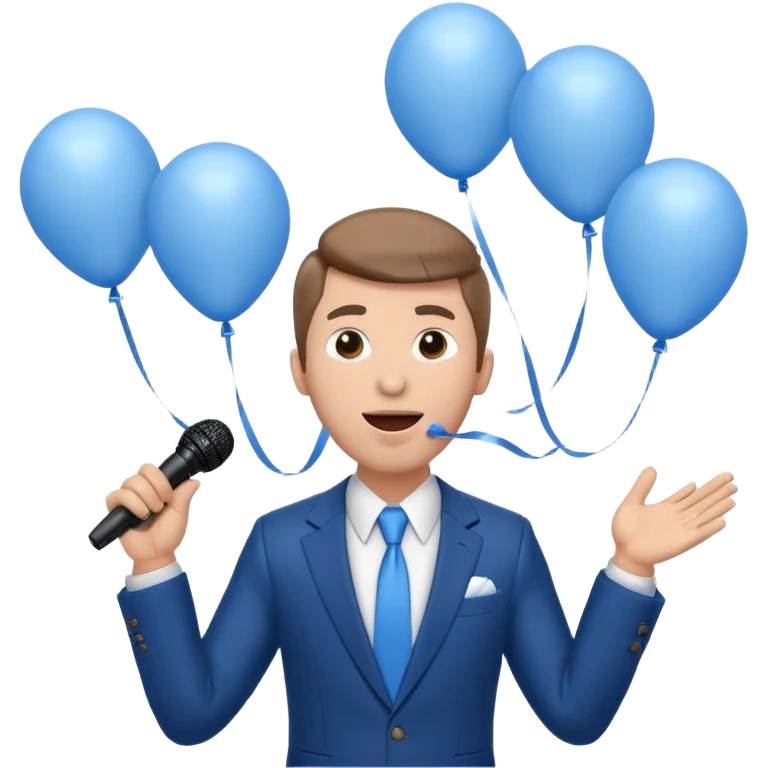 Stud singing 1,2,3 release em with white and blue balloons flying overhead emoji like with mic in hand  emoji