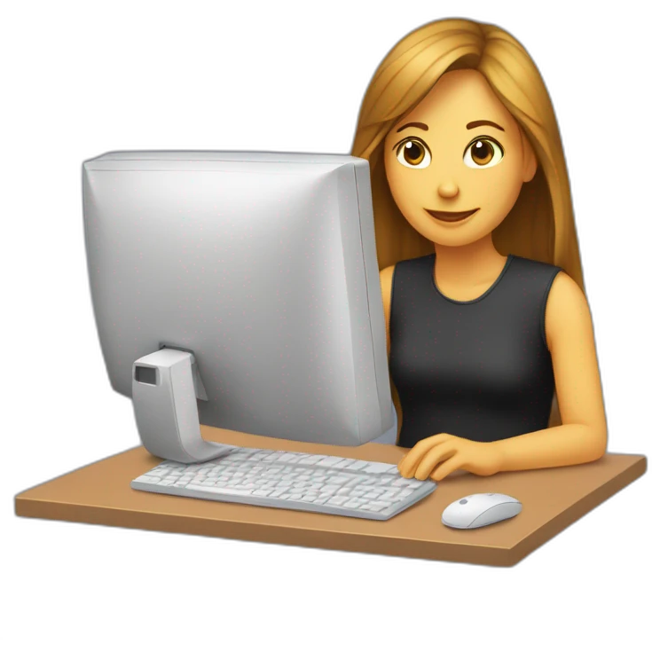 a girl behind a computer emoji