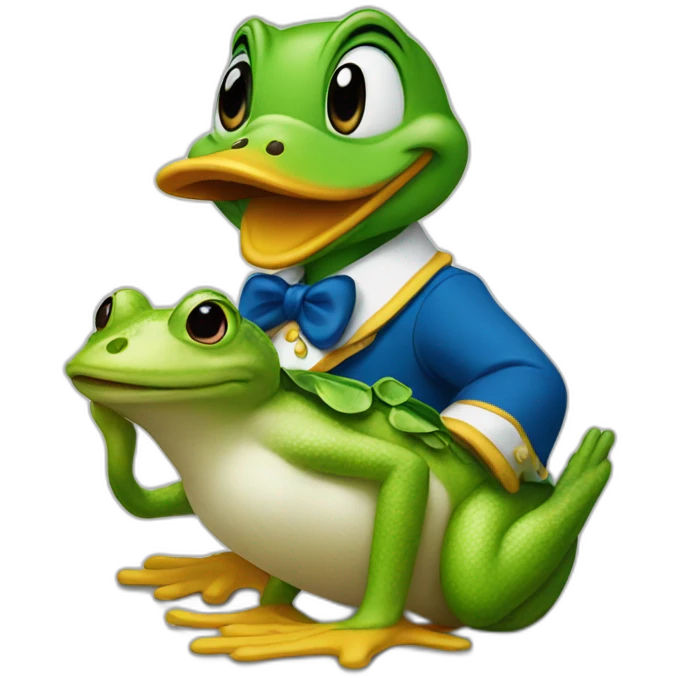 Donald Duck with a frog emoji
