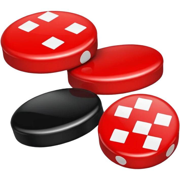 Two Checkers Pieces, one red and one black. emoji
