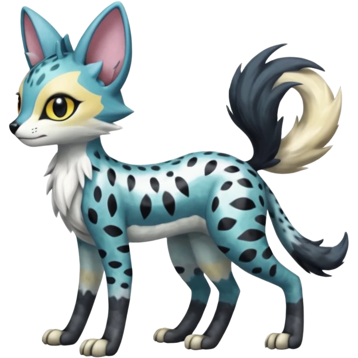 Colorful Shiny Furry Cute Realistic Meloetta-Trico-Silvally-Nargacuga-Sergal-Serval-Fakémon-creature-hybrid emoji