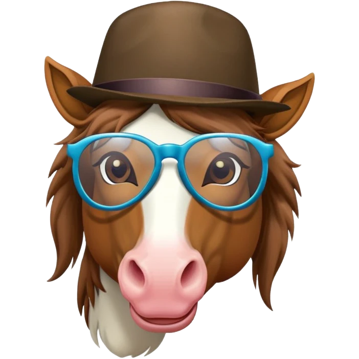 Horse wearing a hat with party glasses  emoji