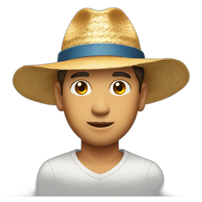 Man with round face and straw hat emoji