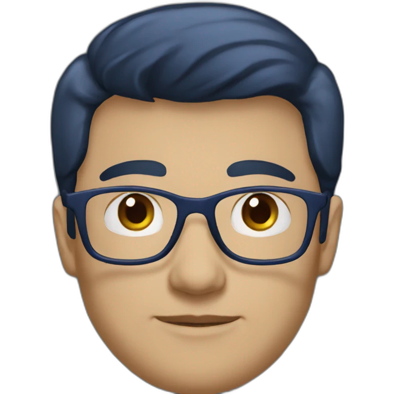 developer with dark brown hair, transparence glasses in dark blue hoody emoji