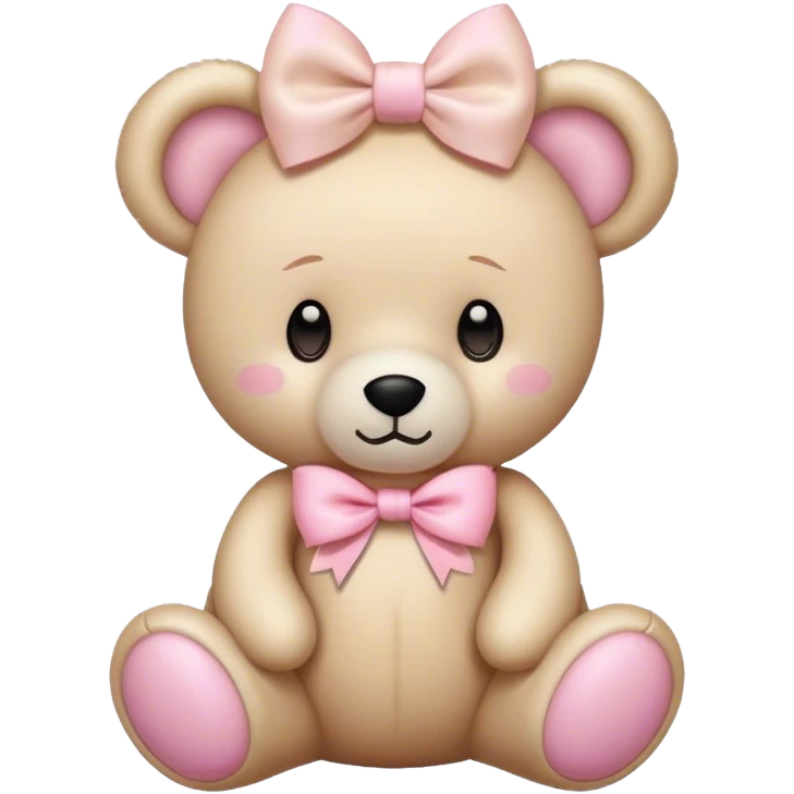 Cream colored teddy bear with pastel pink on top of head emoji