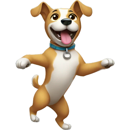 A dog dancing in rain emoji
