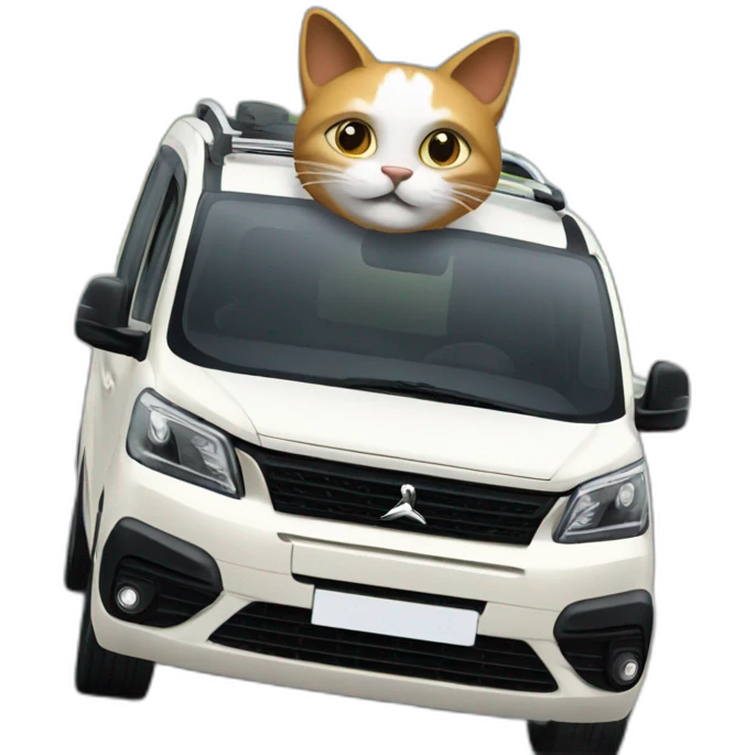 Cat driving a Peugeot traveller emoji