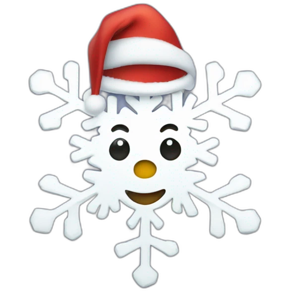 a smiling snowflake in a Christmas hat emoji