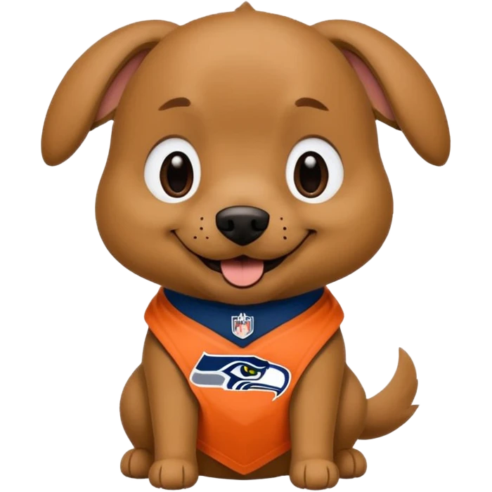 Brown tan dog with Seattle Seahawks gear emoji