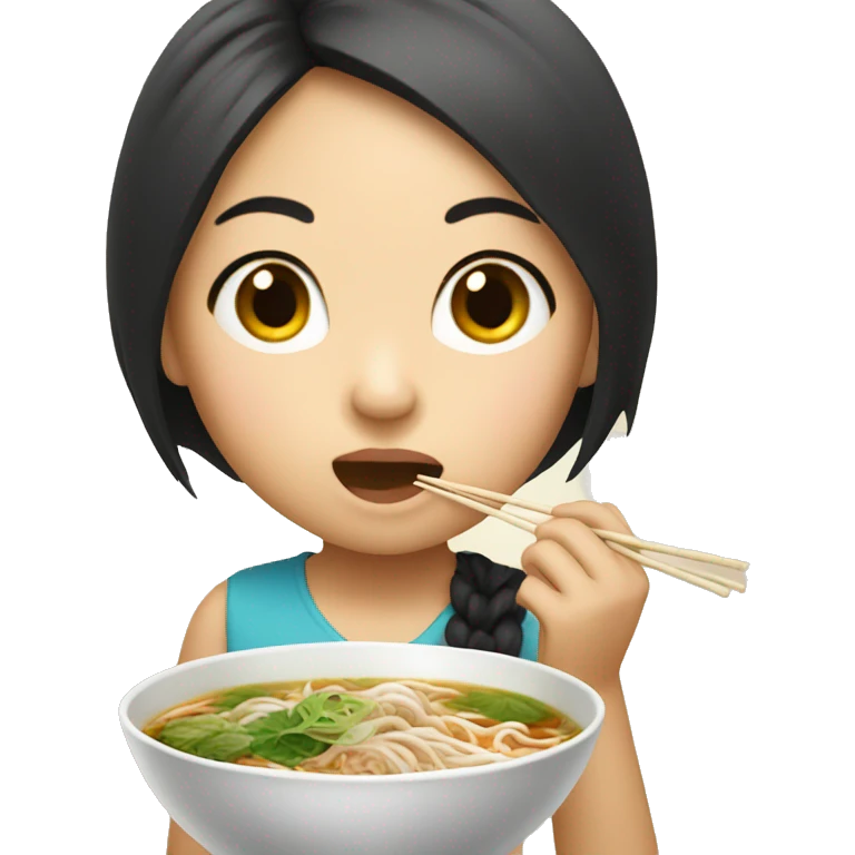 asian girl eating pho emoji