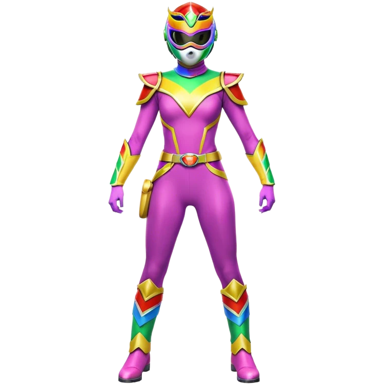  Female rainbow Power ranger  full body  mask on emoji