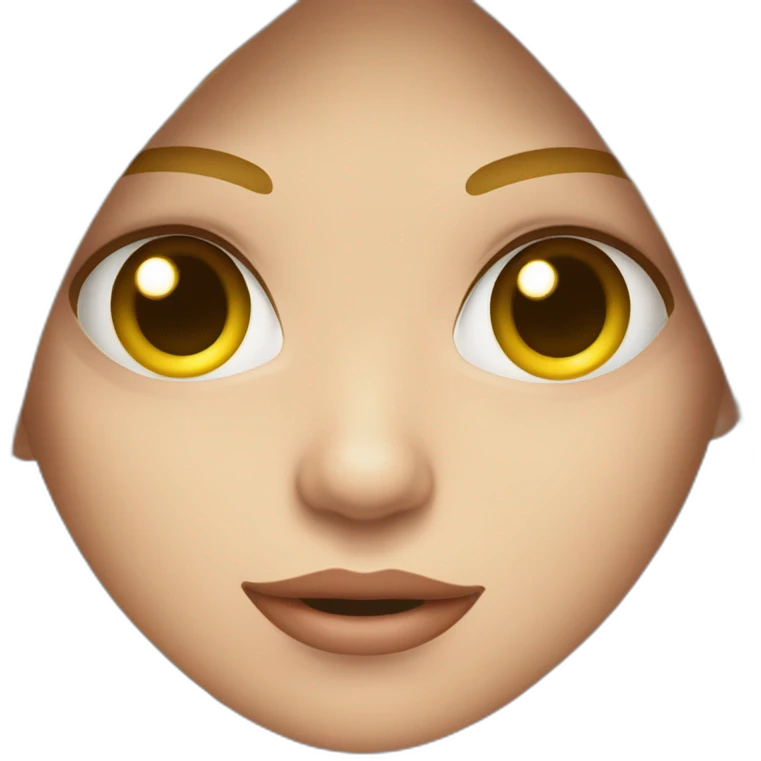 faccia di una ragazza mora con lo sguardo laterale e la bocca dritta emoji