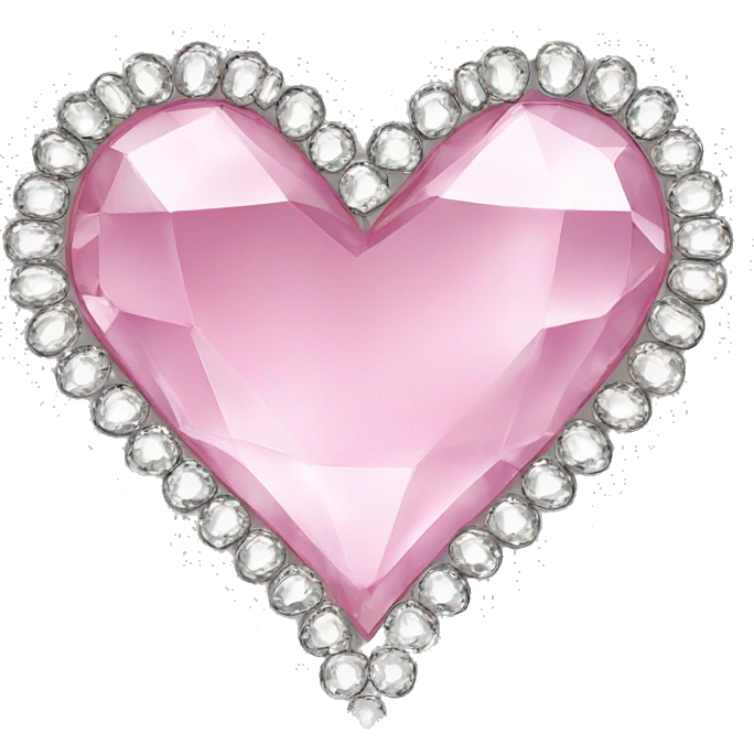 soft pink heart in large round rhinestones, symmetrical, shining emoji
