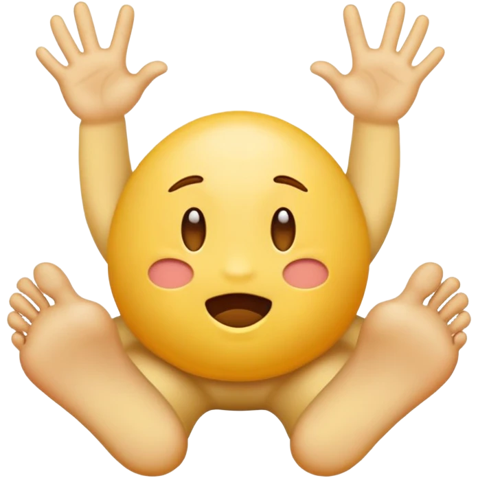 Classic yellow emoji, spreading his asshole with his fingers so you can see inside his ass, with feet out emoji