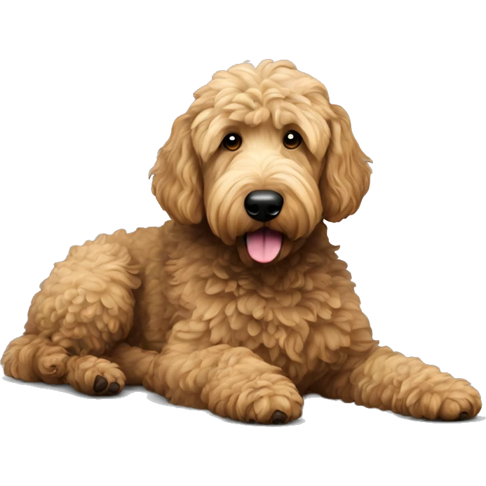 black golden doodle dog laying down emoji