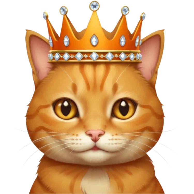Cat with tiny jeweled crown — cute and smug emoji