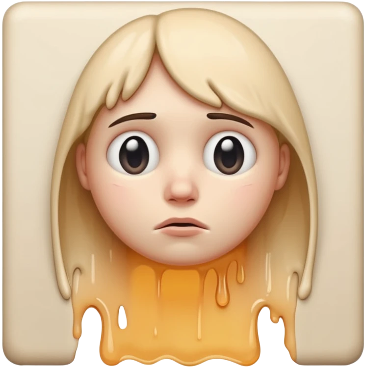 If you are familiar with the Melting Face Emoji, please, generate an emoji with that same face but sad. I don't want the face to be smiling, but sad. Also, the face should be leaning against a wall emoji