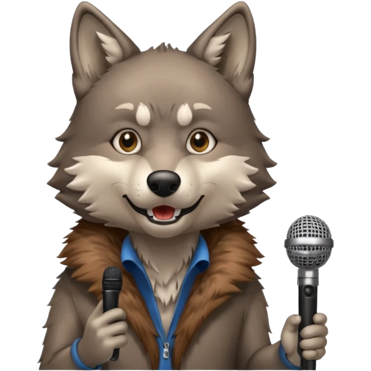 Wolf holding a microphone  emoji