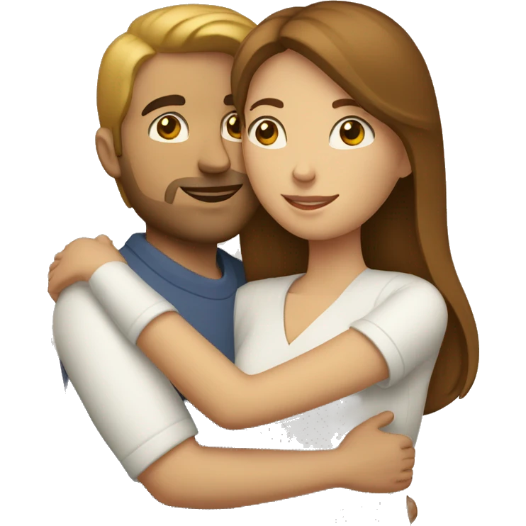 a white brown woman and a white brown man hugging emoji