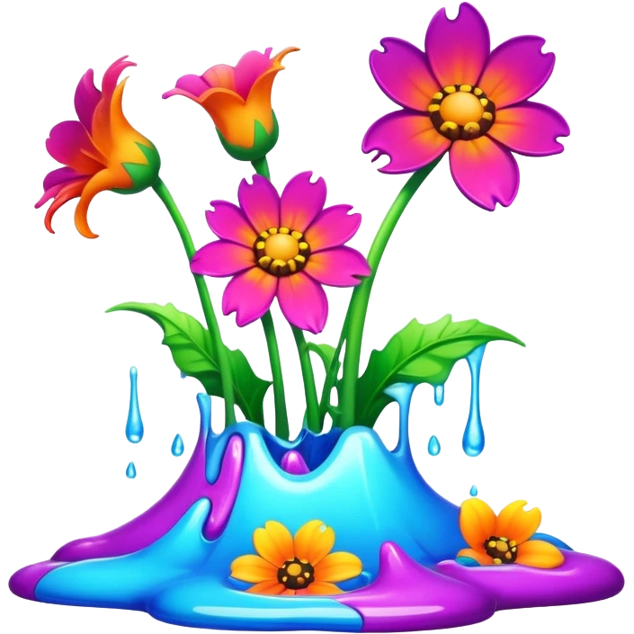 smiling melting garden flowers  emoji