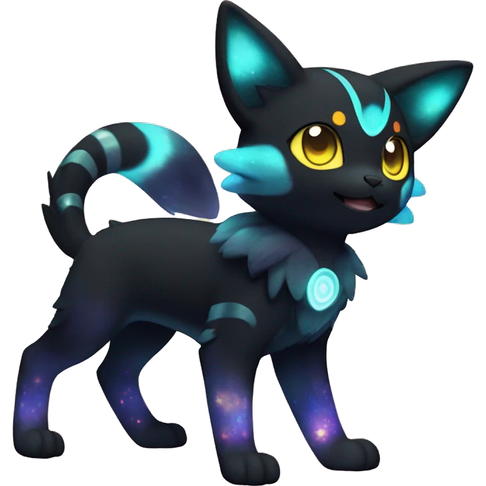 Shiny Sparkly Litten-Umbreon with gradient Nebula-colored markings full body emoji