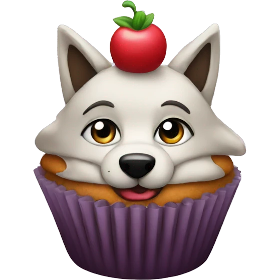 cupcake with wolf emoji