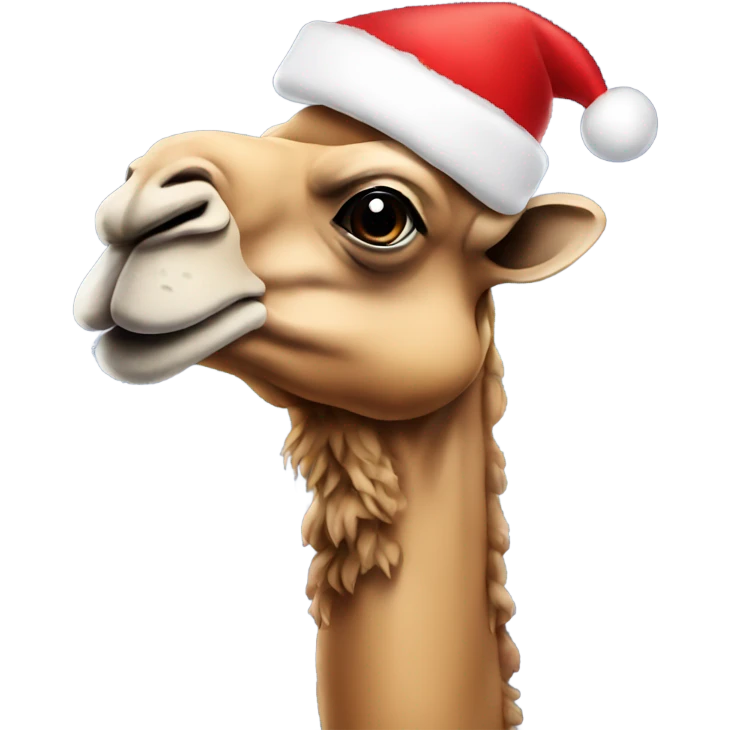 Camel with Christmas hat emoji