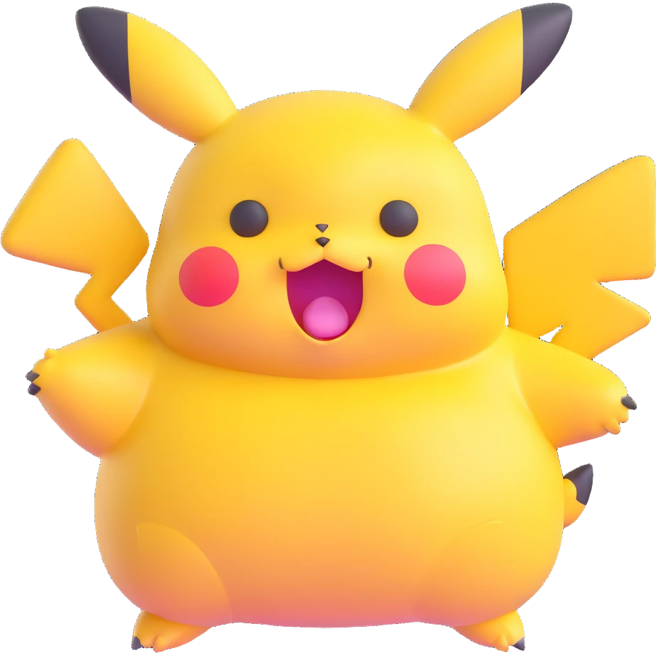 round chubby Pikachu with blemishes emoji