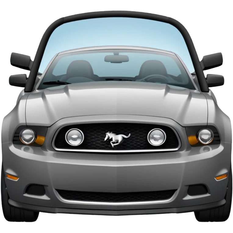 Grey 2014 mustang with black rims and tinted windows with a labubu hanging in the rear view mirror  emoji