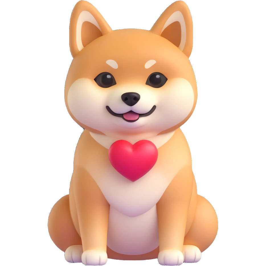 shiba inu, in love emoji