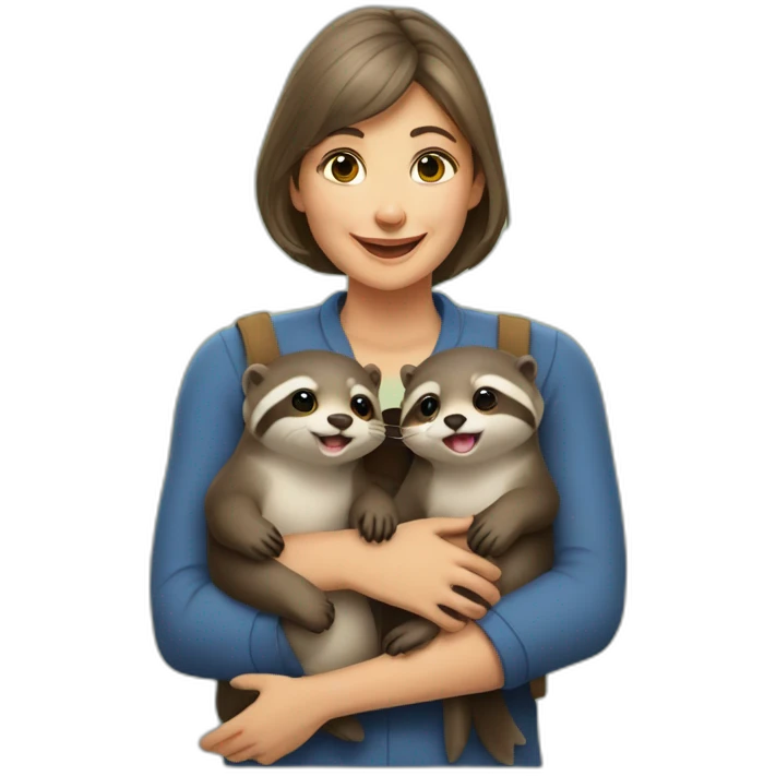 maman loutre avec ses petits emoji