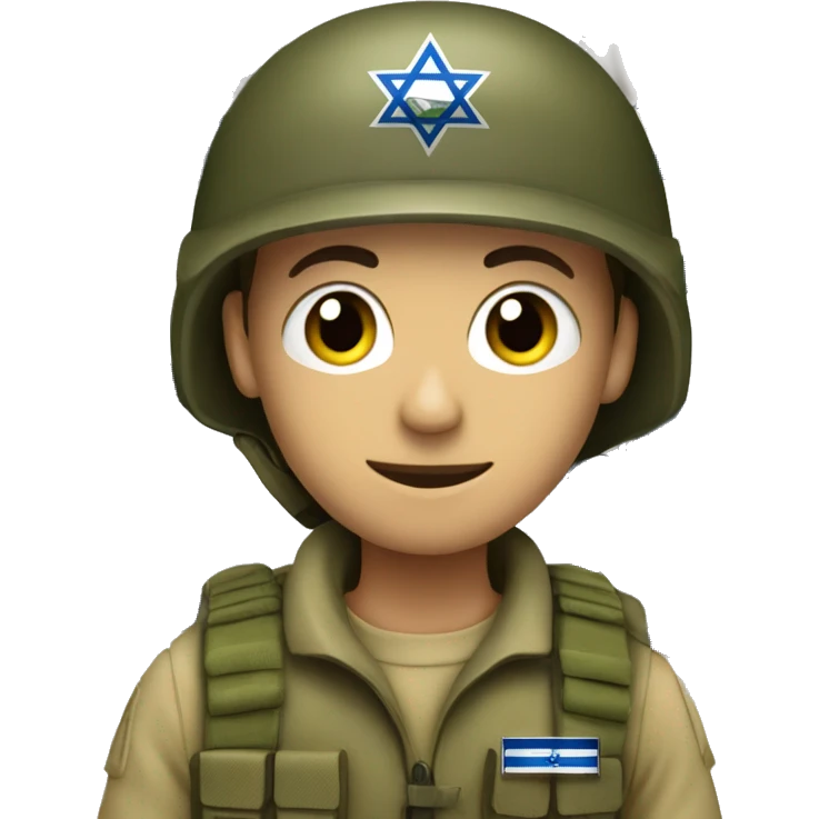 An Israel Defense Forces soldier holding an Israeli flag emoji
